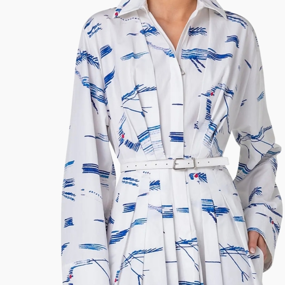 Akris Blue and White Long Sleeve Dress - Picture 2 of 8